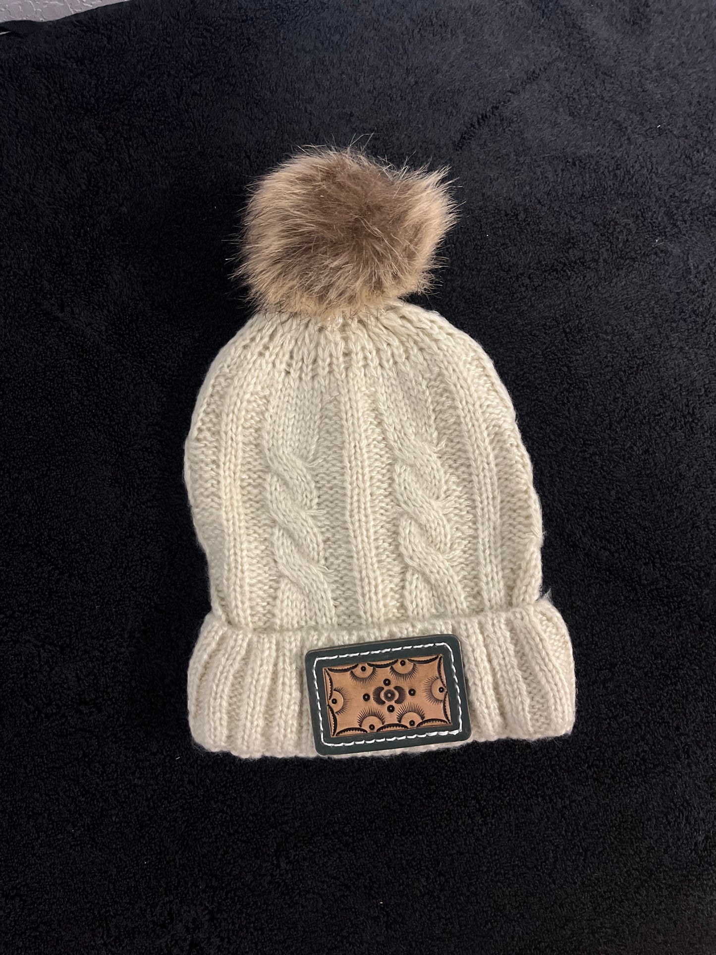 Leather Tooled Beanie