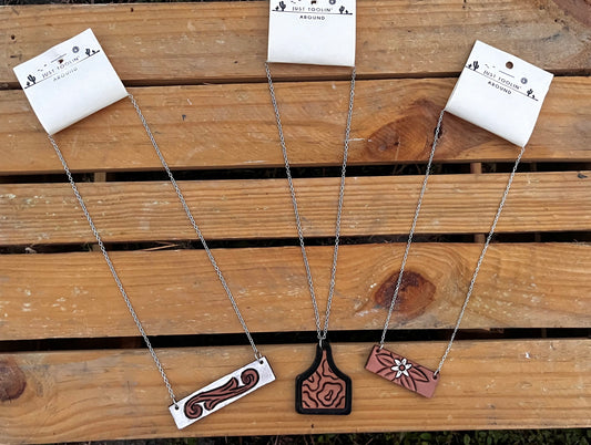 Leather Tooled Necklaces