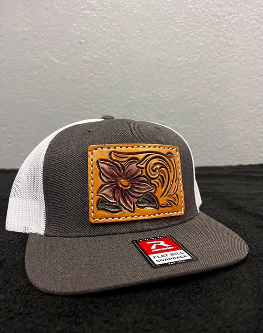 Floral Tooled Flatbill Hat