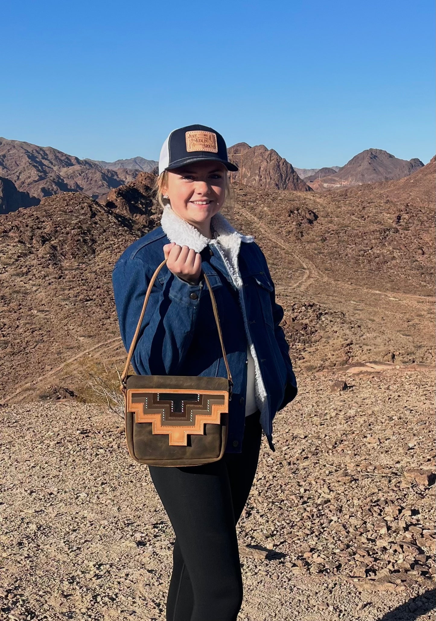 Aztec Leather Tooled Purse